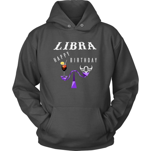 Libra Happy Birthday Unisex Hoodie T-Shirt (11 Colors) - Charcoal / S