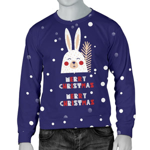 Merry Christmas Bunny Mens Sweater - S
