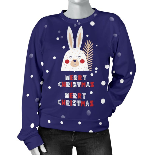 Merry Christmas Bunny Womens Sweater