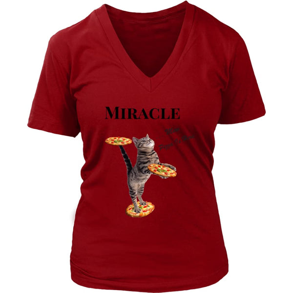 Miracle Cat Women V-Neck T-shirt (8 colors) - District Womens / Red / S