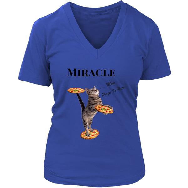 Miracle Cat Women V-Neck T-shirt (8 colors) - District Womens / Royal Blue / S