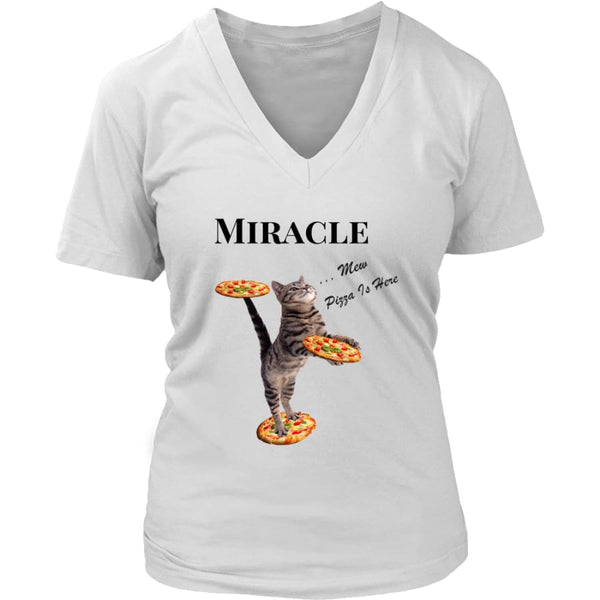 Miracle Cat Women V-Neck T-shirt (8 colors) - District Womens / White / S