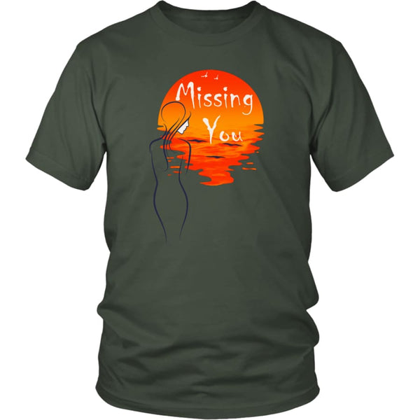 Missing You Always From My Heart - Awesome Valentines Day Gift T-shirt (12 colors) - District Unisex Shirt / Olive / S