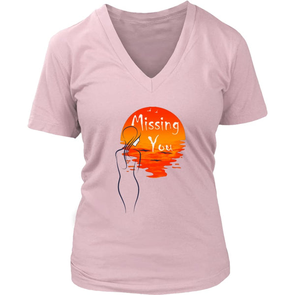 Missing You Forever In My Heart Women V-Neck T-shirt (8 colors) - District Womens / Pink / S