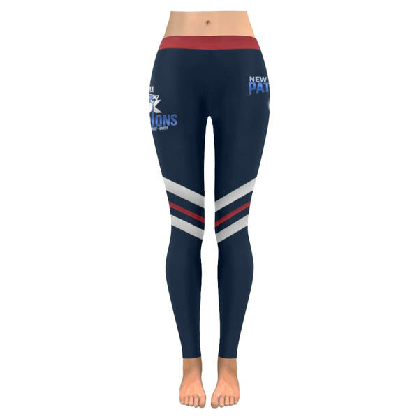 New England Patriots 6X Champs Leggings Blue Stripe Red Bell