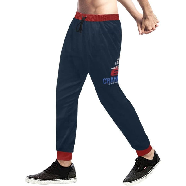 New England Patriots 6x Champs Mens Casual Sweatpants Navy Blue Red Jogger Pants