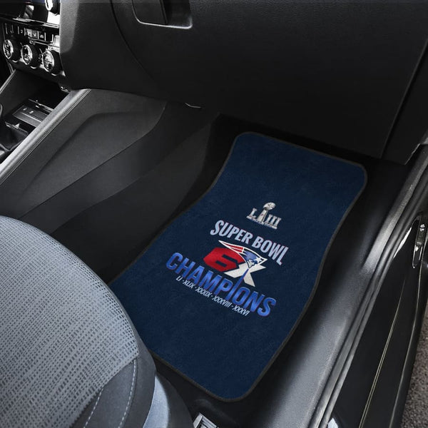 New England Patriots Front and Back Car Mats 4 pcs| 6X Super Bowl Floor Mat Set