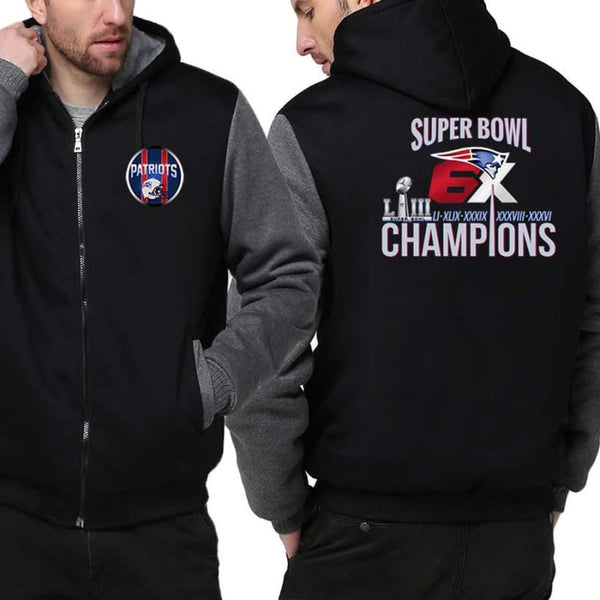 New England Patriots Jacket|6x Super Bowl Varsity Jackets (4 Colors) - Black Gray / S