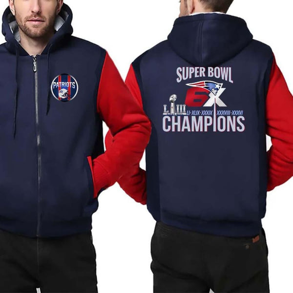 New England Patriots Jacket|6x Super Bowl Varsity Jackets (4 Colors) - Blue Red / S
