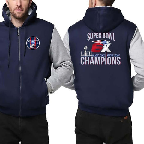 New England Patriots Jacket|6x Super Bowl Varsity Jackets (4 Colors) - Blue White / S