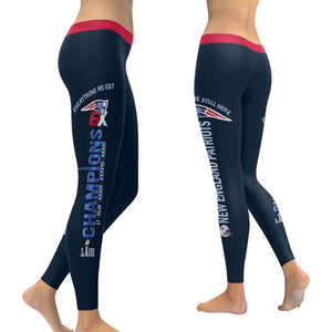 New England Patriots Leggings Navy Blue Red | 6x Champs Yoga Pants - XXS