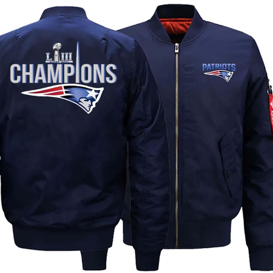 New England Patriots Ma-1 Bomber Jacket| Super Bowl LIII Varsity Jackets (3 Colors) - Dark Blue / S