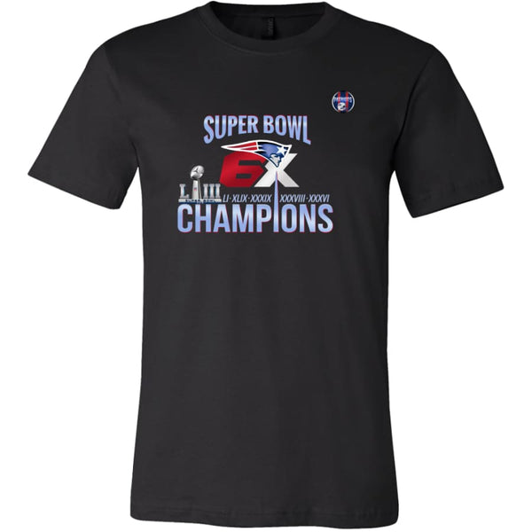 New England Patriots Shirt | Super Bowl 6X Champs T Shirts (8 Colors) - Canvas Mens / Black / S