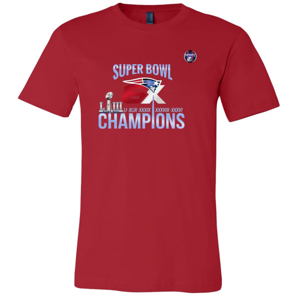 New England Patriots Shirt | Super Bowl 6X Champs T Shirts (8 Colors) - Canvas Mens / Red / S