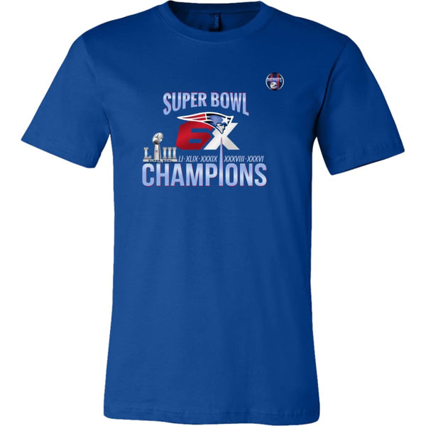 New England Patriots Shirt | Super Bowl 6X Champs T Shirts (8 Colors) - Canvas Mens / True Royal / S