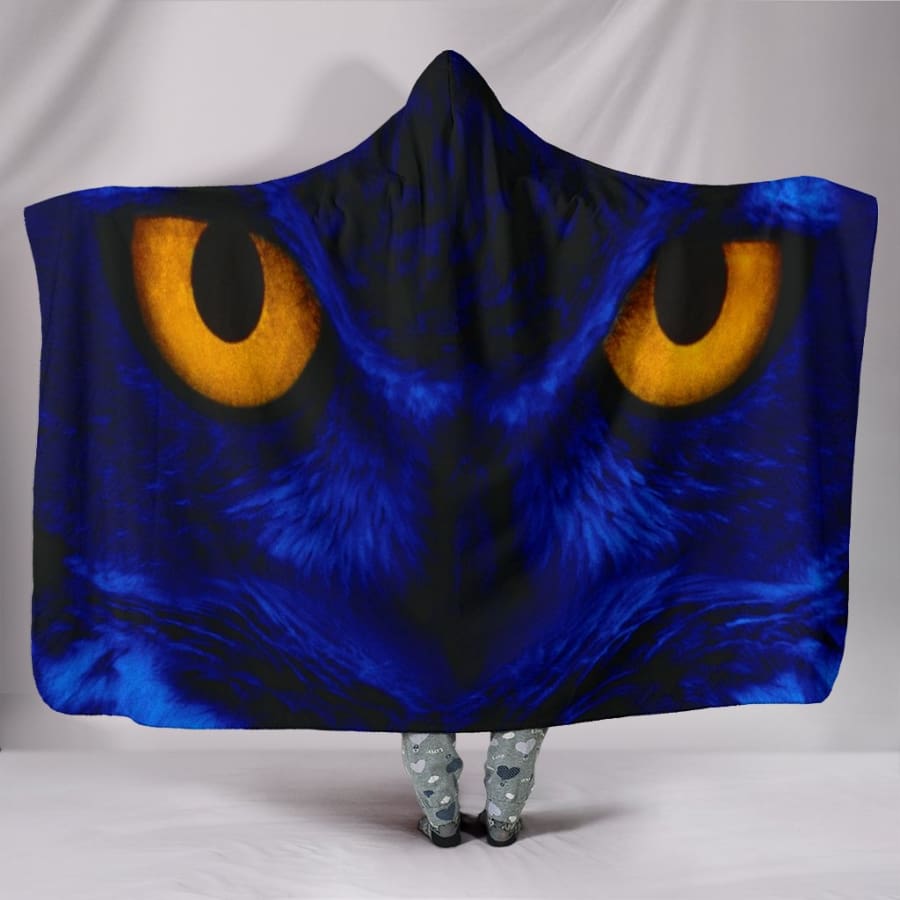 Owl Eyes Plush Lined Hooded Wearable Blanket - Youth 60x45