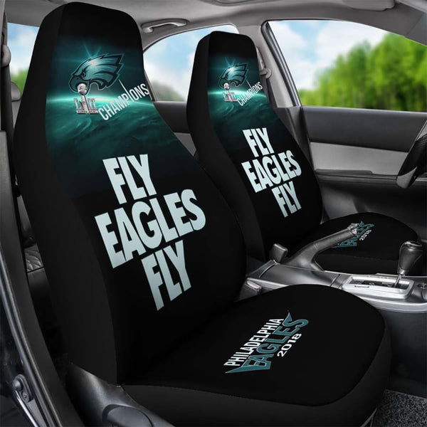 Philadelphia Eagles Car Seat Cover 2pcs Midnight Green Black Fly Super Bowl LII Champs