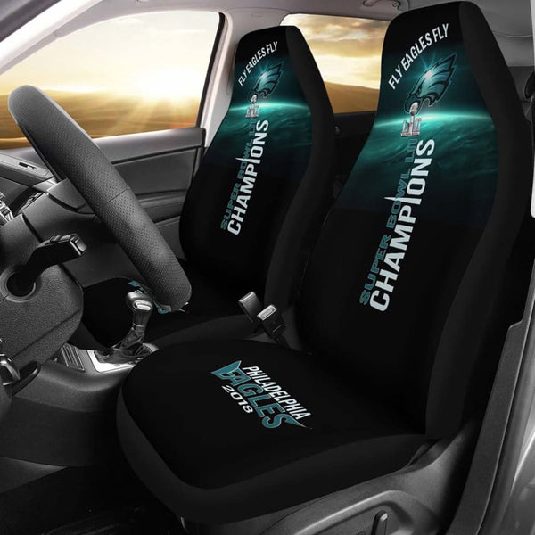 Philadelphia Eagles Car Seat Covers Set Midnight Green Black | NFL Eagles Auto Accessory Super Bowl Champs| Universal fit 4
