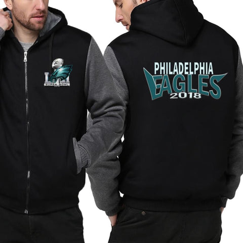Philadelphia Eagles Jacket| Super Bowl Fleece Throwback Jacket (4 Colors) - Black Gray / S