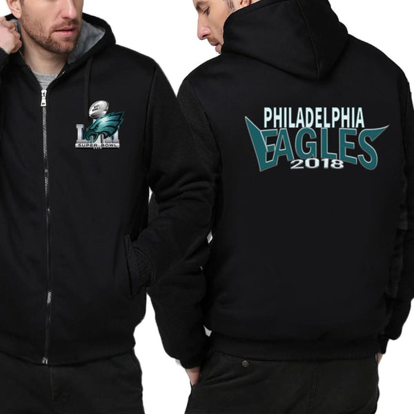 Philadelphia Eagles Jacket| Super Bowl Fleece Throwback Jacket (4 Colors) - Black / S