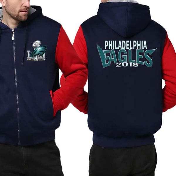 Philadelphia Eagles Jacket| Super Bowl Fleece Throwback Jacket (4 Colors) - Blue Red / S
