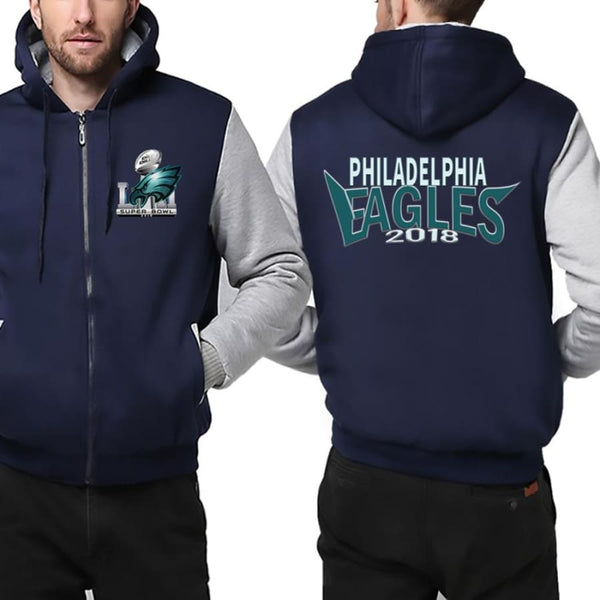 Philadelphia Eagles Jacket| Super Bowl Fleece Throwback Jacket (4 Colors) - Blue White / S