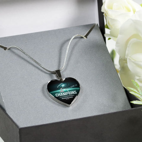 Philadelphia Eagles Necklace Handcrafted Can Be Engraved Any TEXT (Stainless) - Luxury (Silver) / No