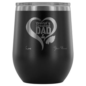 Philadelphia Eagles Worlds Greatest Dad Laser Etched Wine Tumbler | Father Day Gift | Personalized Message | Black