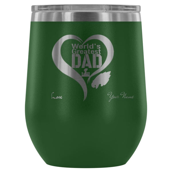Philadelphia Eagles Worlds Greatest Dad Laser Etched Wine Tumbler | Father Day Gift | Personalized Message |Green
