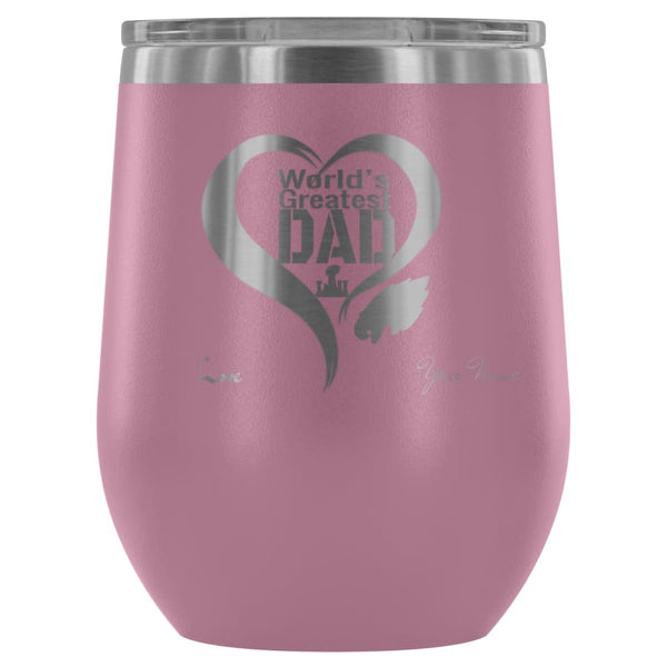 Philadelphia Eagles Worlds Greatest Dad Laser Etched Wine Tumbler | Father Day Gift | Personalized Message |Light Purple