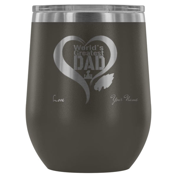 Philadelphia Eagles Worlds Greatest Dad Laser Etched Wine Tumbler | Father Day Gift | Personalized Message |Pewter