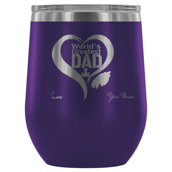 Philadelphia Eagles Worlds Greatest Dad Laser Etched Wine Tumbler | Father Day Gift | Personalized Message |Purple