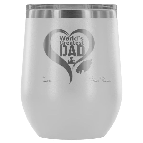 Philadelphia Eagles Worlds Greatest Dad Laser Etched Wine Tumbler | Father Day Gift | Personalized Message |White