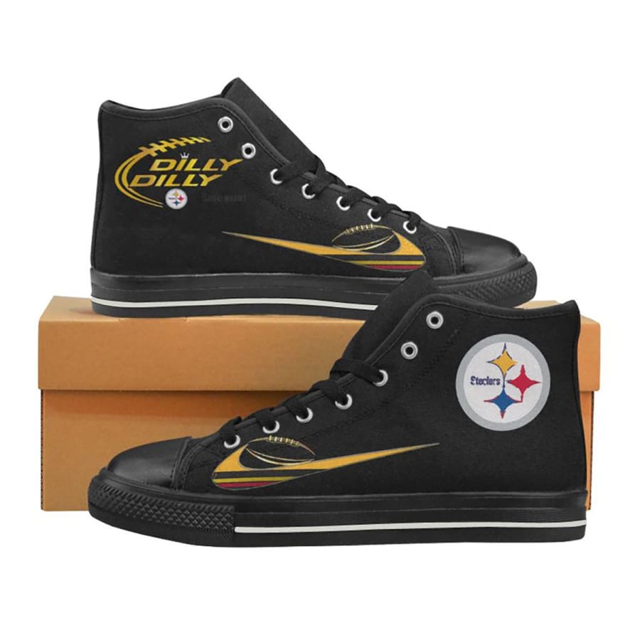 Pittsburgh High Top Shoes|Nfl Dilly Dilly steelers Sneakers Black – Eagles|Patriots|Steelers Gear