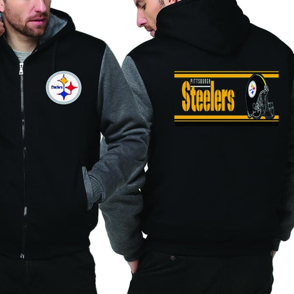 Pittsburgh Steelers Jacket|Steelers Varsity Jackets|Pullover (4 Colors) - Black Gray / XXL