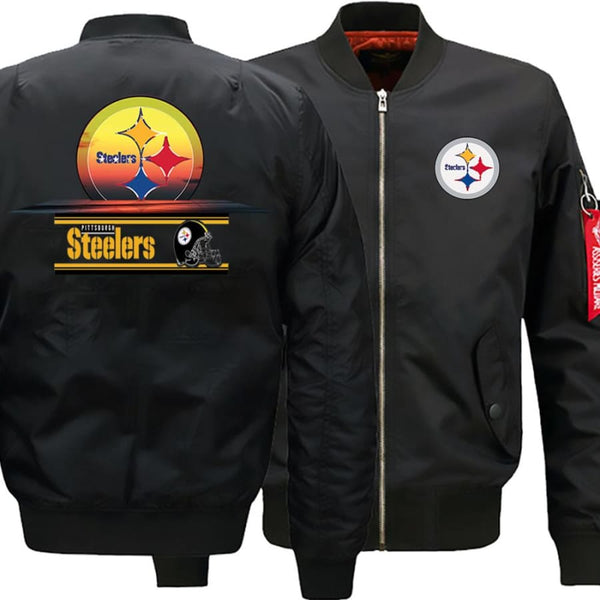 Pittsburgh Steelers Ma-1 Bomber Jacket|Steelers Varsity Jackets(2 Colors) - Black / XL