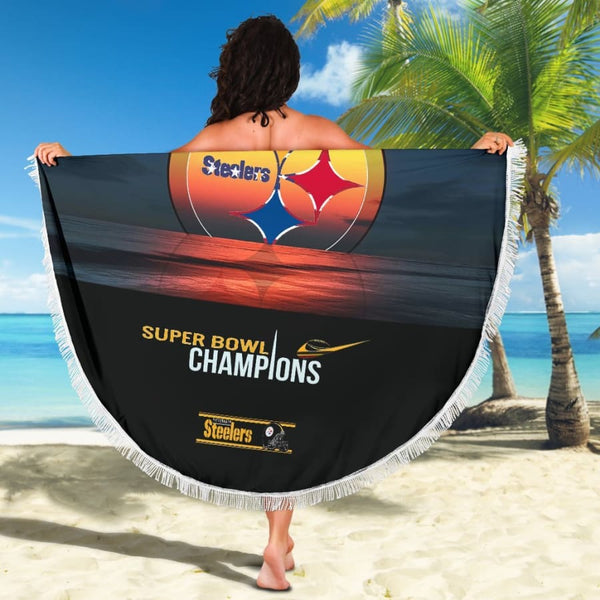 Pittsburgh Steelers Super Bowl Champs Round Beach Blanket | Picnic