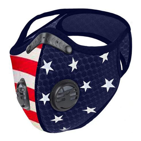 American Flag Sports Mask with 5-Layer PM2.5 Filter & Valves Mens Womens Cycling Mask Ship from USA