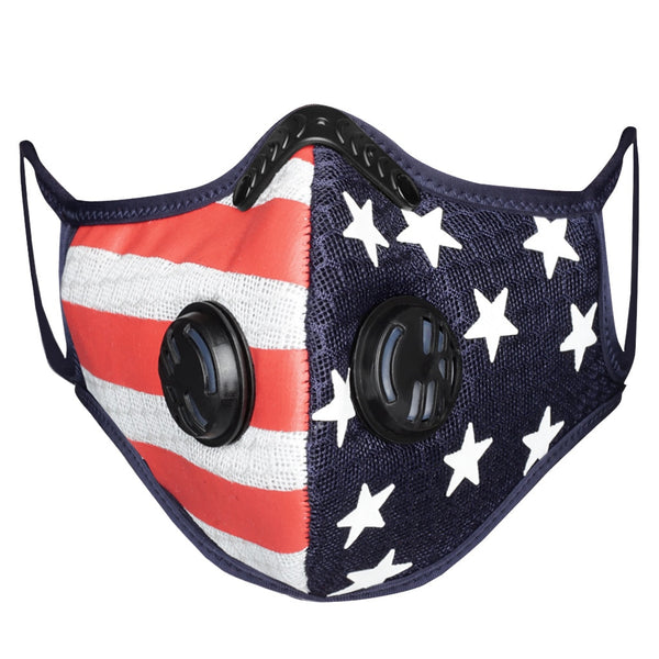 US Flag Sports Mask with 5-Layer PM2.5 Filter & Valves Mens Womens Cycling Mask Ship from USA