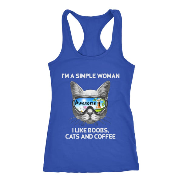 Simple Woman - Awesome Cat Lover Racer-back Tank (6 Colors) - Next Level Racerback / Royal / XS