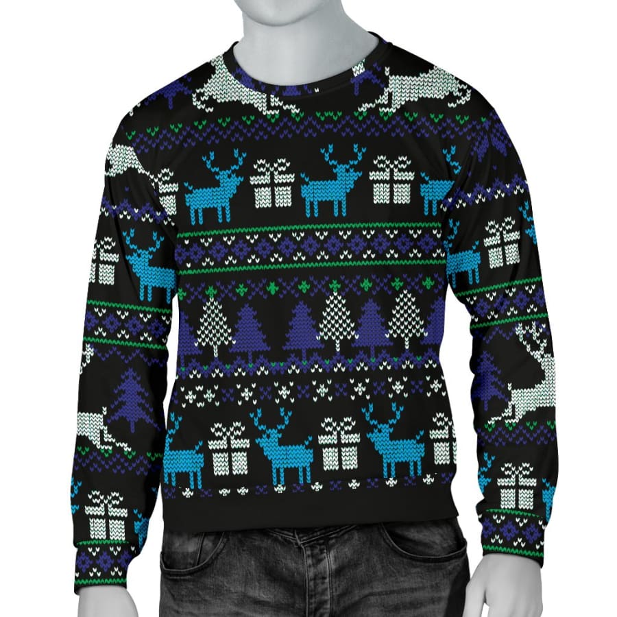 Ugly Christmas Black Purple and Blue Mens Sweater - S
