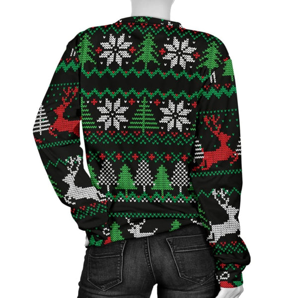 Ugly Christmas Red Green Black Womens Sweater