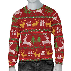 Ugly Christmas Red Yellow Green Mens Sweater - S