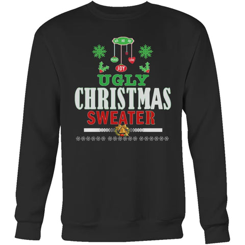 Ugly Christmas Sweater - Love Joy Peace Sweatshirt (4 colors) - Crewneck / Black / S