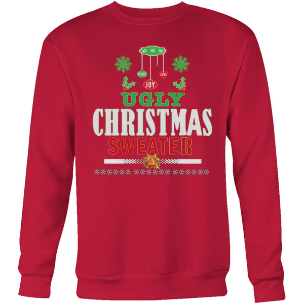 Ugly Christmas Sweater - Love Joy Peace Sweatshirt (4 colors) - Crewneck / Red / S