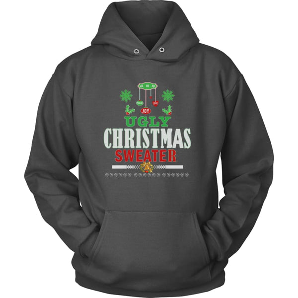 Ugly Christmas Sweater - Love Joy Peace Unisex Hoodie T-Shirt (12 colors) - Charcoal / S