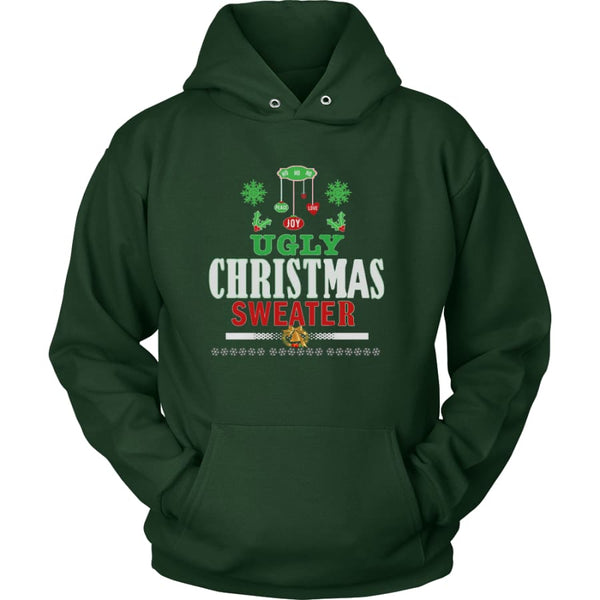 Ugly Christmas Sweater - Love Joy Peace Unisex Hoodie T-Shirt (12 colors) - Dark Green / S