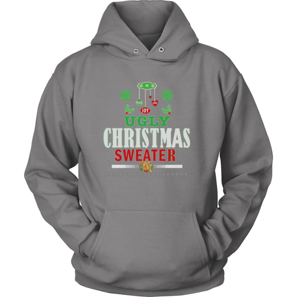 Ugly Christmas Sweater - Love Joy Peace Unisex Hoodie T-Shirt (12 colors) - Grey / S