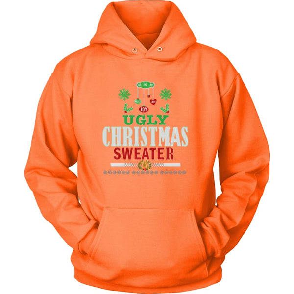 Ugly Christmas Sweater - Love Joy Peace Unisex Hoodie T-Shirt (12 colors) - Neon Orange / S