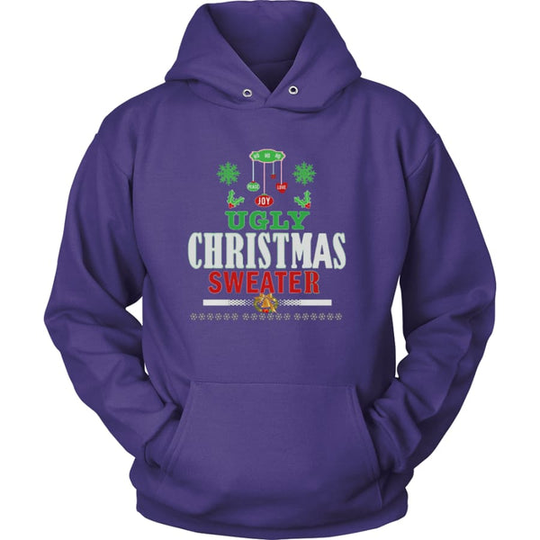 Ugly Christmas Sweater - Love Joy Peace Unisex Hoodie T-Shirt (12 colors) - Purple / S